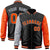 Custom Black Orange-Gray Varsity Full-Zip Raglan Sleeves Letterman Bomber Jacket