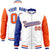 Custom White Orange-Royal Blue Varsity Full-Zip Raglan Sleeves Letterman Bomber Jacket