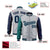 Custom White Navy-Aqua Varsity Full-Zip Raglan Sleeves Letterman Bomber Jacket