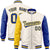 Custom Cream Royal Blue-Gold Varsity Full-Zip Raglan Sleeves Letterman Bomber Jacket