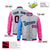 Custom Gray Pink-Royal Blue Varsity Full-Zip Raglan Sleeves Letterman Bomber Jacket