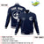 Custom Navy Navy-White Bomber Full-Snap Varsity Letterman Jacket