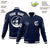 Custom Navy Navy-White Bomber Full-Snap Varsity Letterman Jacket