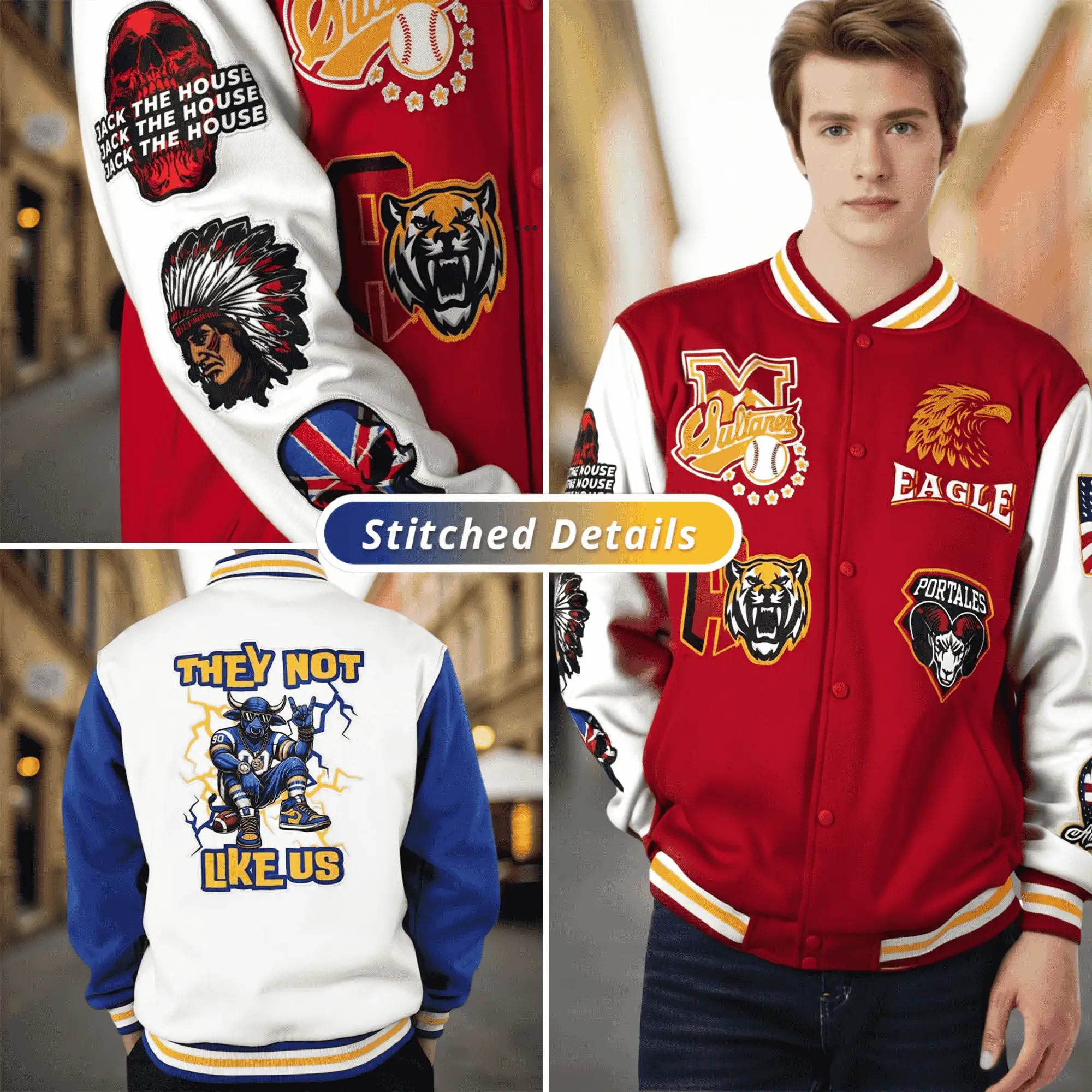 Custom Navy Navy-White Bomber Full-Snap Varsity Letterman Jacket