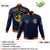 Custom Navy Crimson-Yellow Bomber Full-Snap Varsity Letterman Jacket