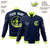 Custom Navy Neon Green-White Bomber Full-Snap Varsity Letterman Jacket