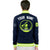 Custom Navy Neon Green-White Bomber Full-Snap Varsity Letterman Jacket