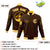 Custom Brown Gold-1 White Bomber Full-Snap Varsity Letterman Jacket