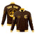 Custom Brown Gold-1 White Bomber Full-Snap Varsity Letterman Jacket