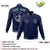 Custom Navy Aqua-Gray Bomber Full-Snap Varsity Letterman Jacket