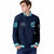 Custom Navy Aqua-White Bomber Full-Snap Varsity Letterman Jacket