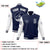 Custom Navy White Bomber Full-Snap Varsity Letterman Two Tone Jacket