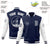 Custom Navy White Bomber Full-Snap Varsity Letterman Two Tone Jacket