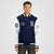 Custom Navy White Bomber Full-Snap Varsity Letterman Two Tone Jacket