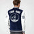 Custom Navy White Bomber Full-Snap Varsity Letterman Two Tone Jacket