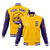 Custom Gold-1 Purple Bomber Full-Snap Varsity Letterman Two Tone Jacket