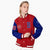 Custom Red Royal Blue Bomber Full-Snap Varsity Letterman Two Tone Jacket