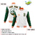 Custom White Green Bomber Full-Snap Varsity Letterman Two Tone Jacket