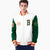 Custom White Green Bomber Full-Snap Varsity Letterman Two Tone Jacket