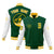 Custom Green White Bomber Full-Snap Varsity Letterman Two Tone Jacket