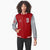 Custom Red Gray Bomber Full-Snap Varsity Letterman Two Tone Jacket