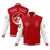 Custom Red White Bomber Full-Snap Varsity Letterman Two Tone Jacket