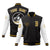 Custom Black White Bomber Full-Snap Varsity Letterman Two Tone Jacket