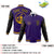 Custom Purple Black Bomber Full-Snap Varsity Letterman Two Tone Jacket