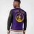 Custom Purple Black Bomber Full-Snap Varsity Letterman Two Tone Jacket