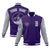 Custom Purple Gray Bomber Full-Snap Varsity Letterman Two Tone Jacket