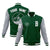 Custom Green Gray Bomber Full-Snap Varsity Letterman Two Tone Jacket