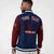 Custom Navy Crimson Bomber Full-Snap Varsity Letterman Two Tone Jacket