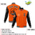 Custom Orange Black Bomber Full-Snap Varsity Letterman Two Tone Jacket