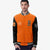 Custom Orange Black Bomber Full-Snap Varsity Letterman Two Tone Jacket