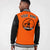 Custom Orange Black Bomber Full-Snap Varsity Letterman Two Tone Jacket