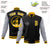 Custom Black Gray Bomber Full-Snap Varsity Letterman Two Tone Jacket