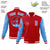 Custom Red Powder Blue Bomber Full-Snap Varsity Letterman Two Tone Jacket