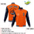 Custom Orange Navy Bomber Full-Snap Varsity Letterman Two Tone Jacket