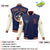 Custom Navy Cream Bomber Full-Snap Varsity Letterman Two Tone Jacket