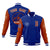 Custom Royal Blue Orange Bomber Full-Snap Varsity Letterman Two Tone Jacket