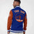 Custom Royal Blue Orange Bomber Full-Snap Varsity Letterman Two Tone Jacket