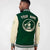 Custom Green Cream Bomber Full-Snap Varsity Letterman Two Tone Jacket