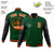 Custom Green Black Bomber Full-Snap Varsity Letterman Two Tone Jacket