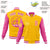 Custom Gold-1 Pink Bomber Full-Snap Varsity Letterman Two Tone Jacket