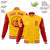 Custom Gold-1 Red Bomber Full-Snap Varsity Letterman Two Tone Jacket