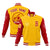 Custom Gold-1 Red Bomber Full-Snap Varsity Letterman Two Tone Jacket