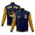 Custom Navy Old-Gold Bomber Full-Snap Varsity Letterman Two Tone Jacket