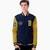 Custom Navy Old-Gold Bomber Full-Snap Varsity Letterman Two Tone Jacket