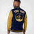 Custom Navy Old-Gold Bomber Full-Snap Varsity Letterman Two Tone Jacket