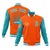 Custom Orange Aqua Bomber Full-Snap Varsity Letterman Two Tone Jacket